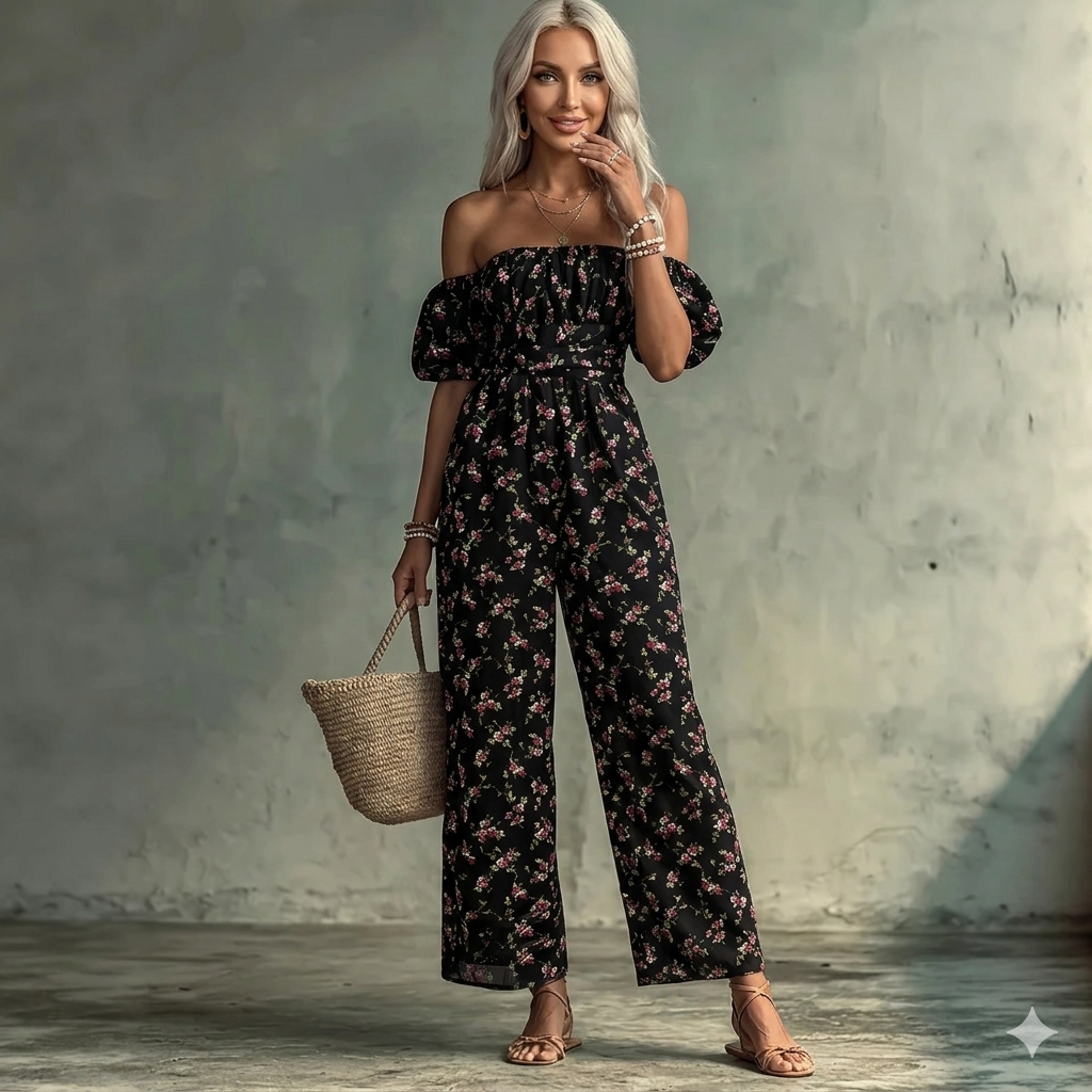 Women's Fashionable Casual Printed Jumpsuit