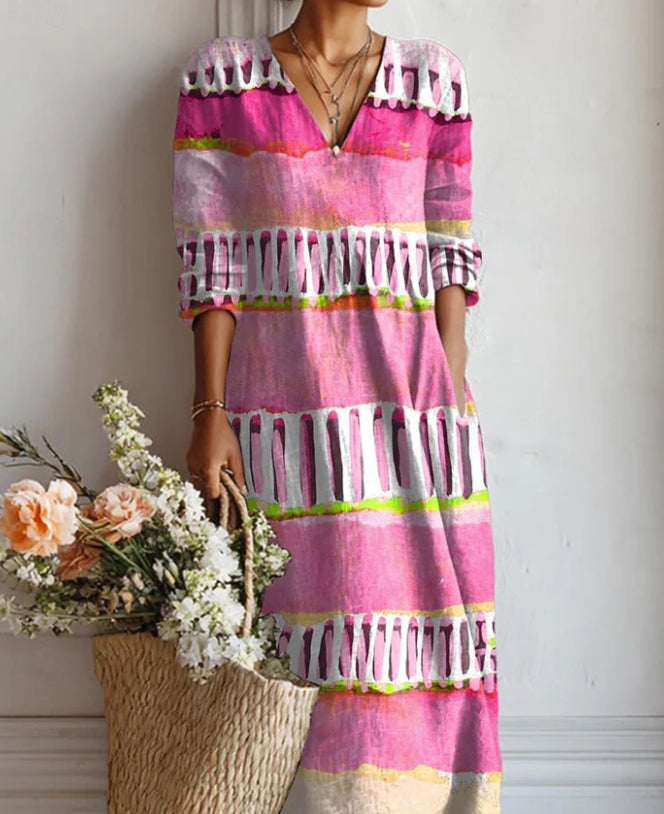 Lady's Linen Long-sleeved Dress