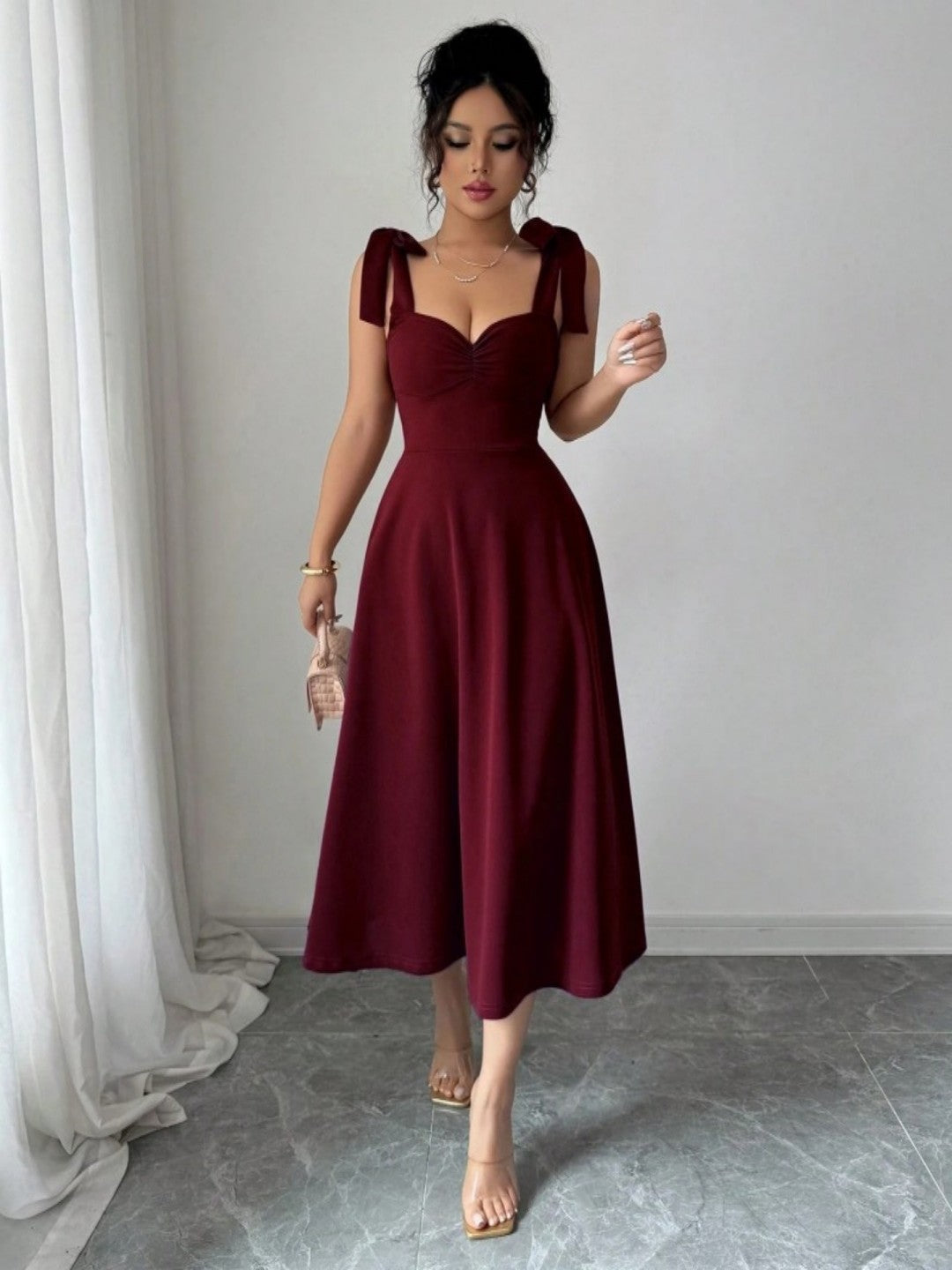 Lace-up Waist-cinching Maxi Dress