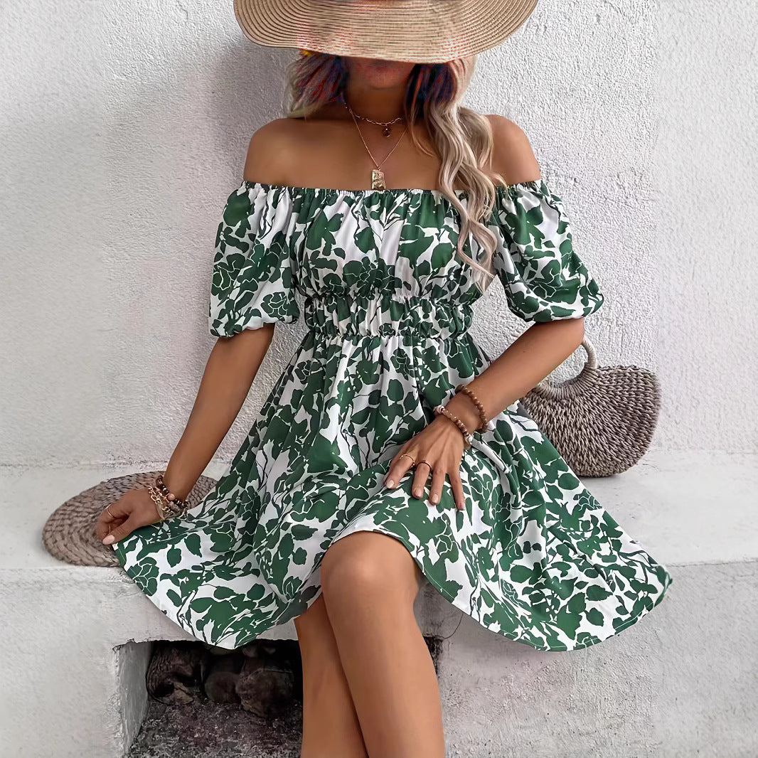 Short-sleeve Loose Floral-print Dress