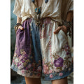 Retro Floral Print Casual Womens Shorts