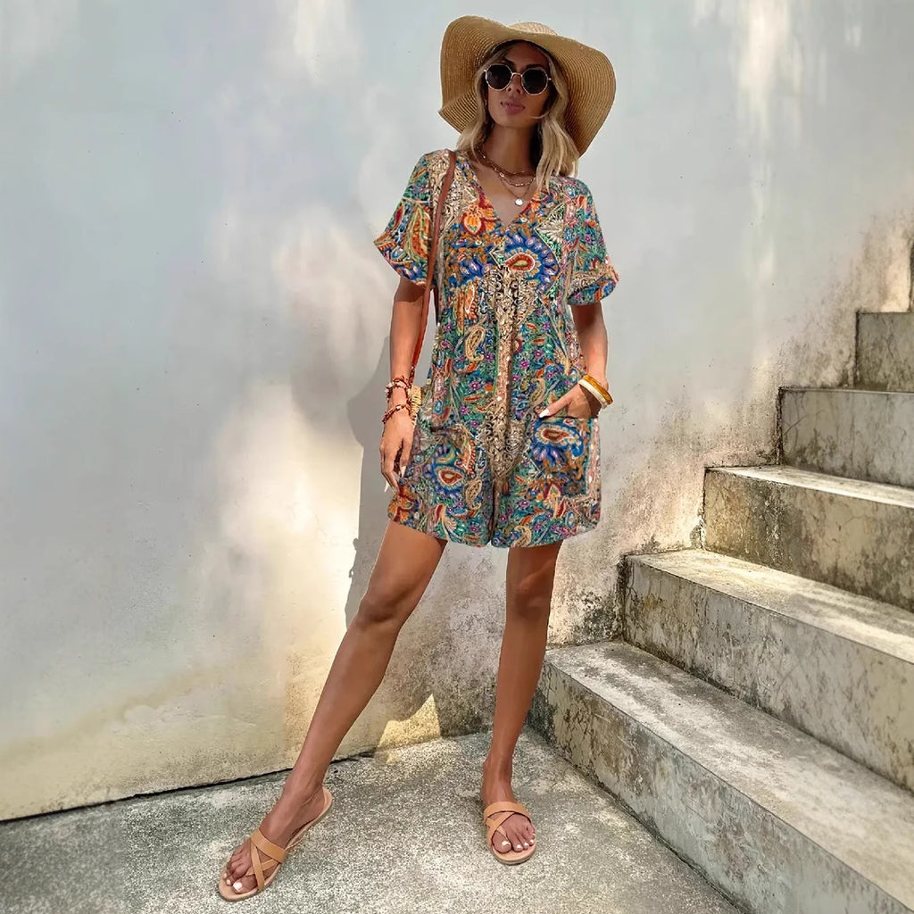 Printed Elegant Holiday Casual Jumpsuit For Women