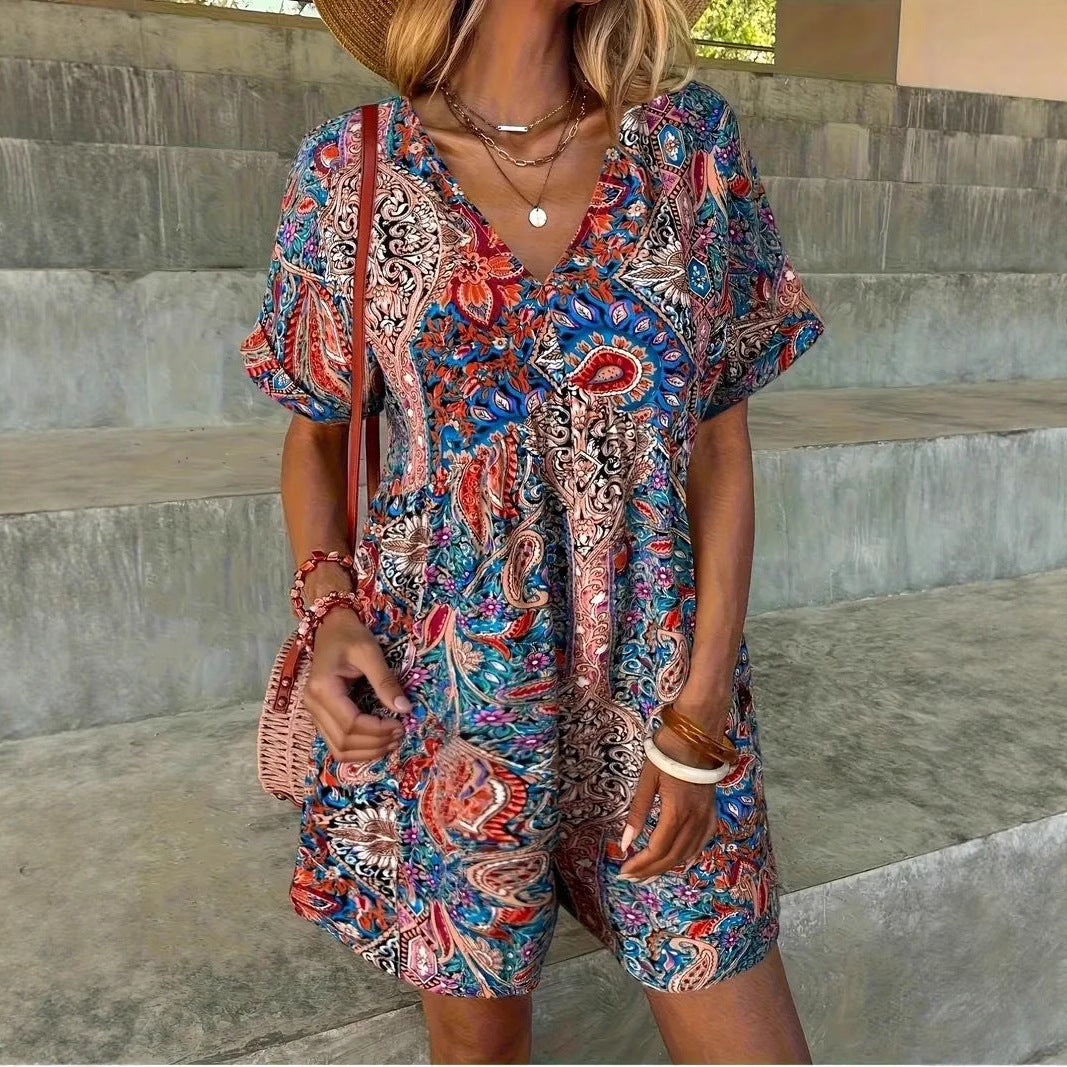 Printed Elegant Holiday Casual Jumpsuit For Women