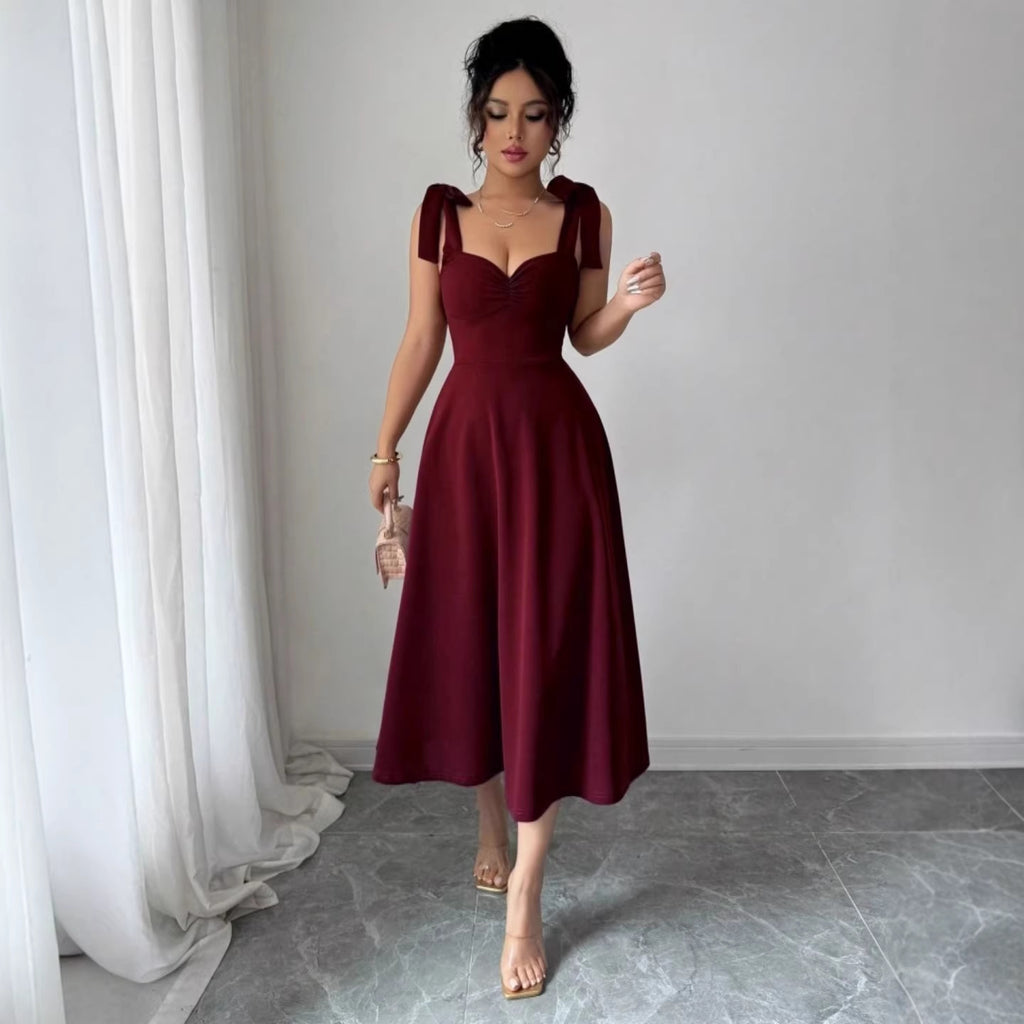 Lace-up Waist-cinching Maxi Dress