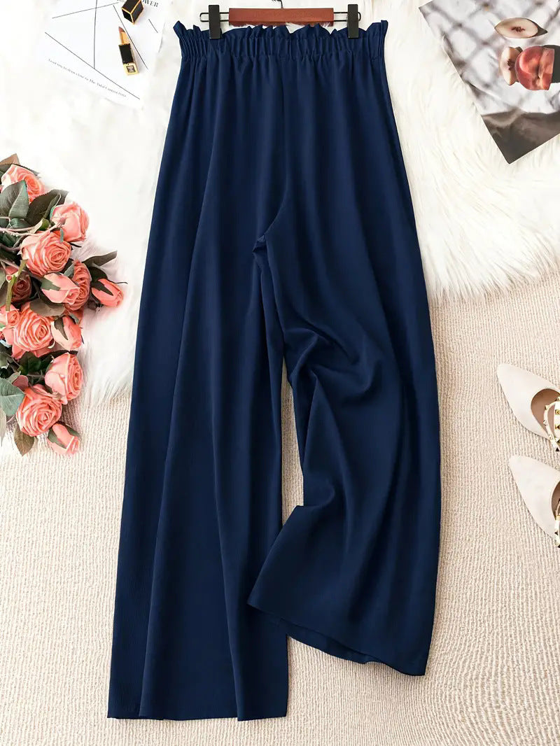 Summer Beach Solid-Color Plus-Size Loose Wide-Leg Pants