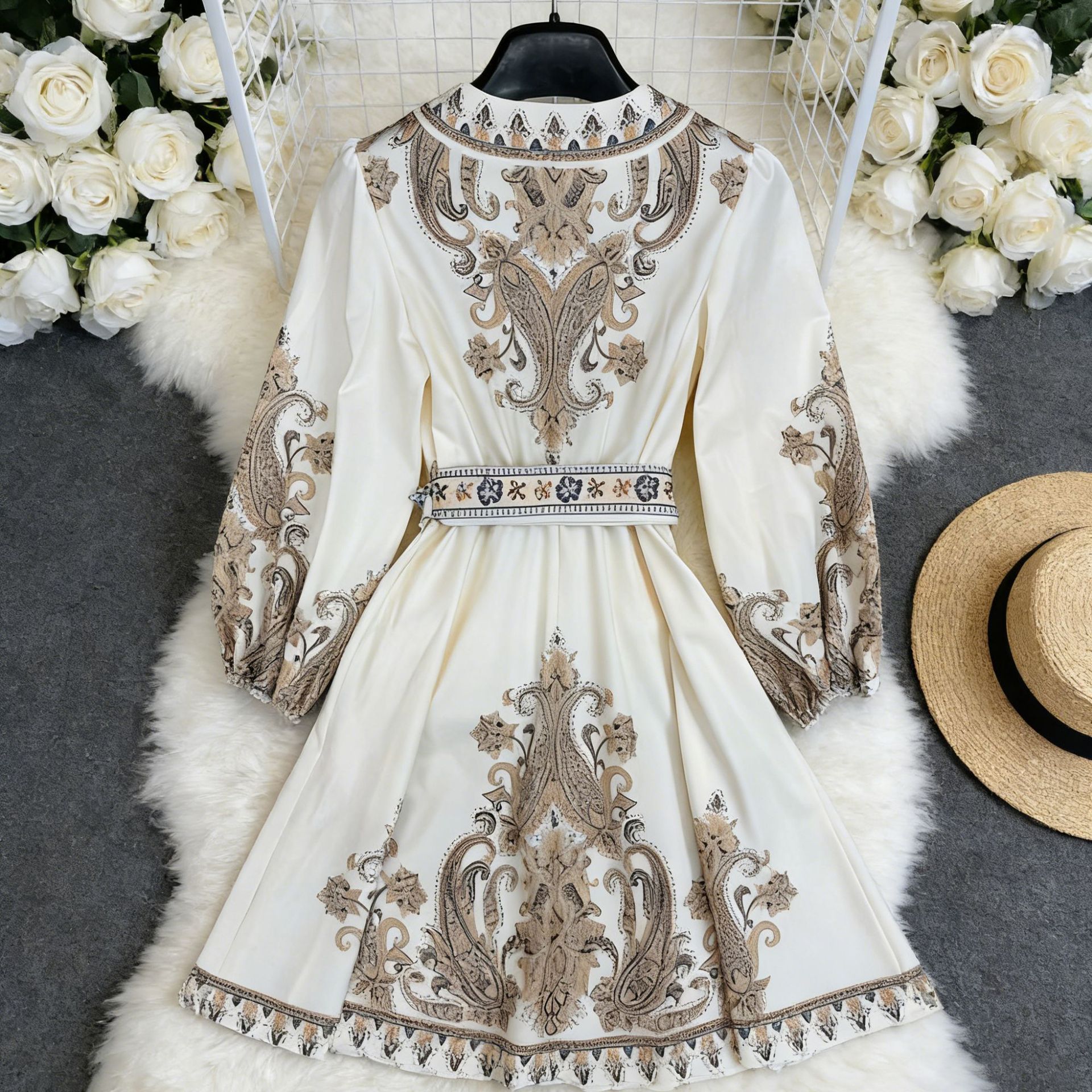 Womens Holiday-Style Casual Printed Dress