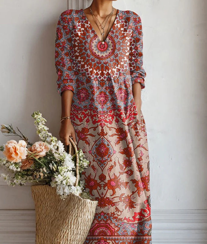 Lady's Linen Long-sleeved Dress